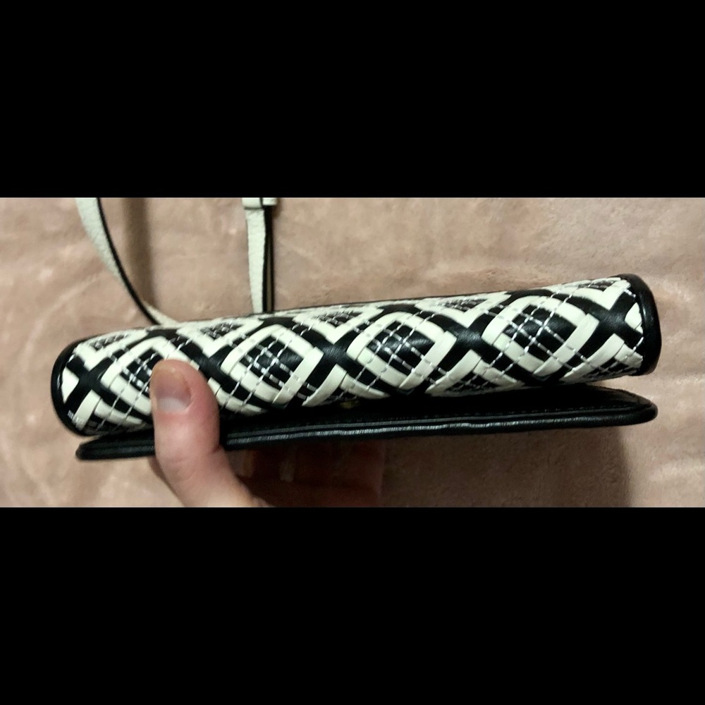 NWT Tory Burch Robinson Woven White & Black Leather Combo Purse Handbag - Picture 6 of 10